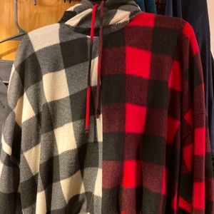 Buffalo Plaid fleece with double hood